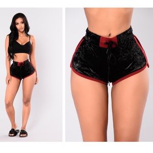 Fashion Nova velvet Robertson high waisted shorts